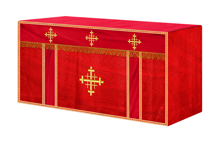 Church Altar Cloth with Braided Cross and Trims