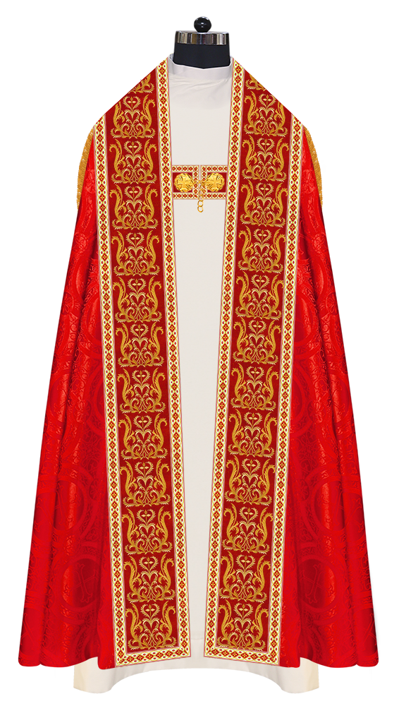 Roman Cope Vestment with Braid Embroidered Orphrey