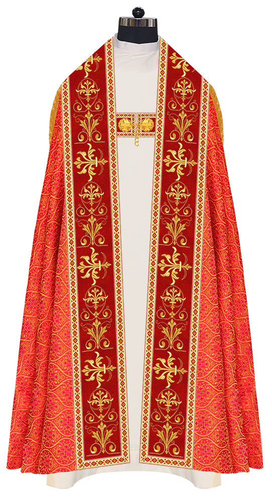 Embroidered Roman Cope Vestment with Braided Trims