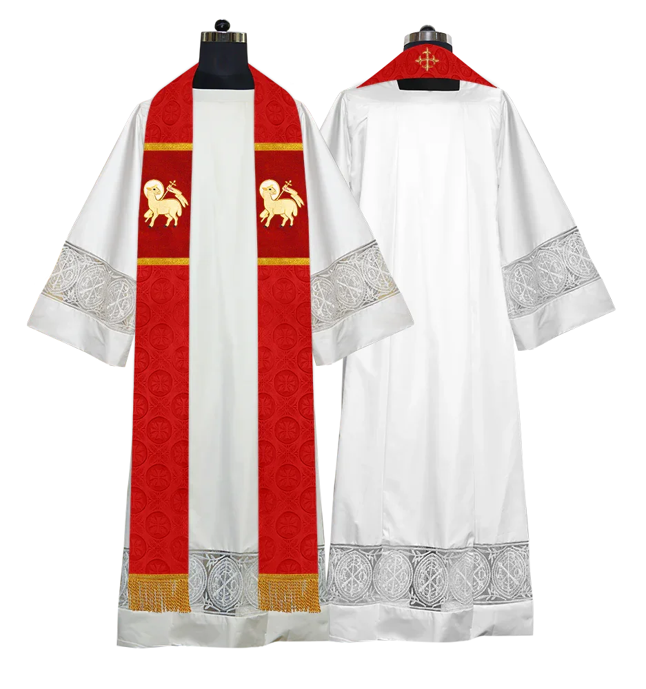 Handmade Pastor Stole with Embroidered Spiritual Motif