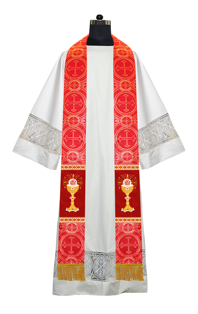 Liturgical Chalice with IHS Embroidered Stole