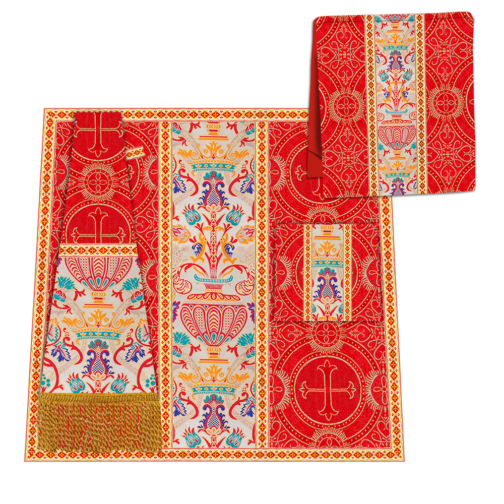 Gothic Chasuble in Coronation Tapestry Enhanced with Orphrey and Trims