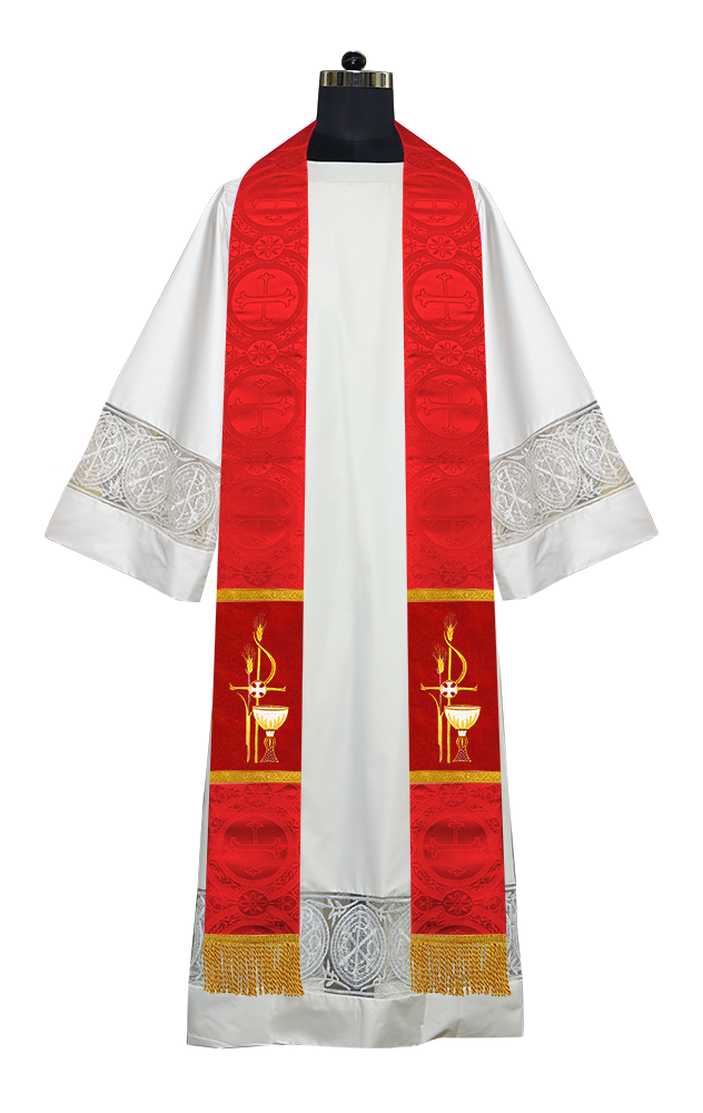 PAX with Chalice Embroidered Priest Stole