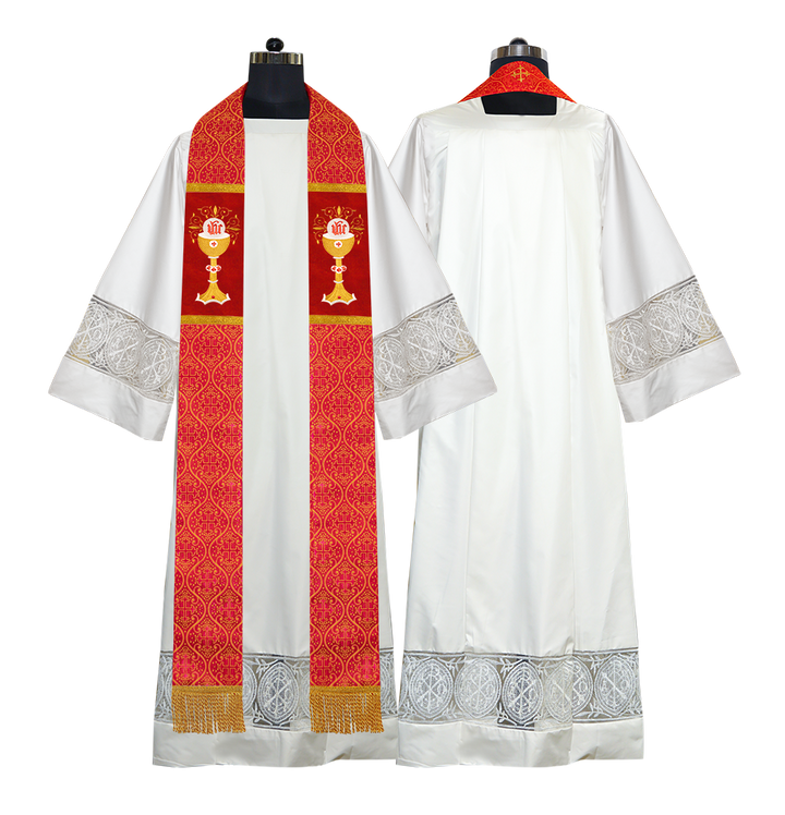 Chalice with IHS Embroidered Clergy Stole