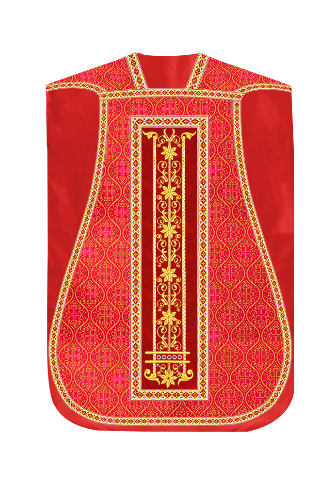 Roman Chasuble Vestment Enhanced With Orphrey and Trims