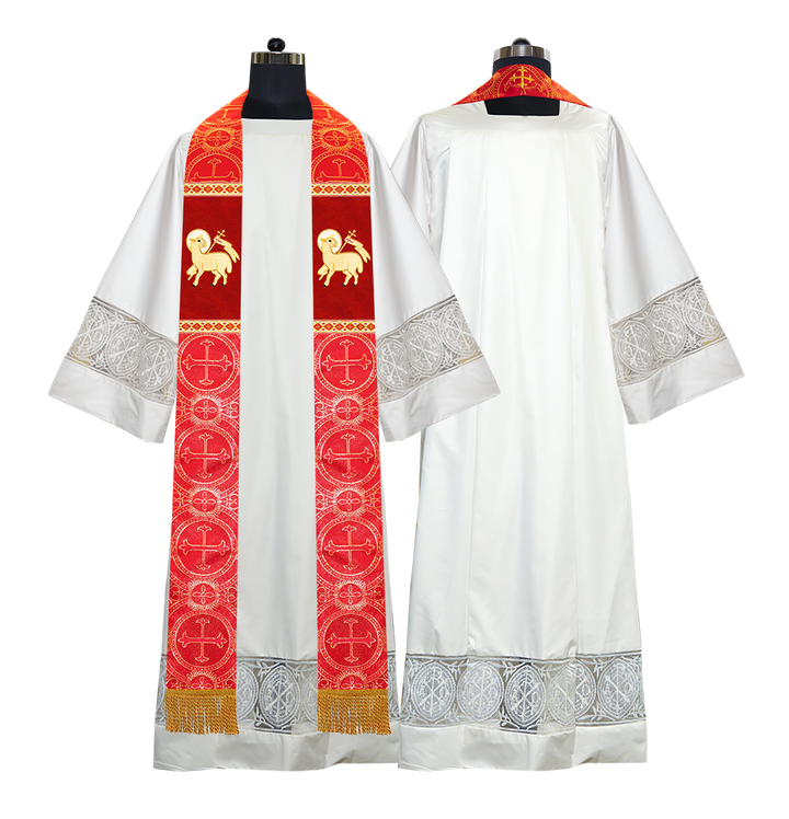 Liturgical Stole with Embroidered Motif and Trims