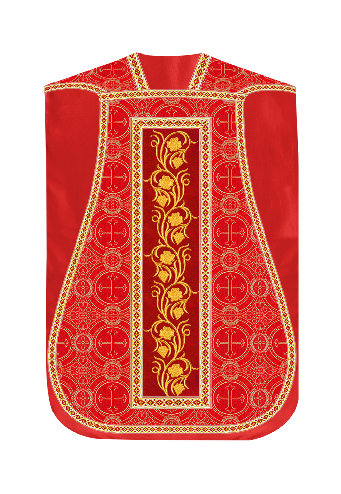 Roman Chasuble Vestment With Grapes Embroidery and Trims