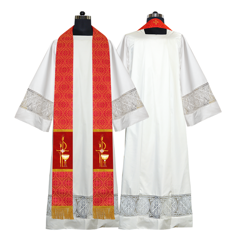 Set of 4 PAX with Chalice Embroidered Priest Stole