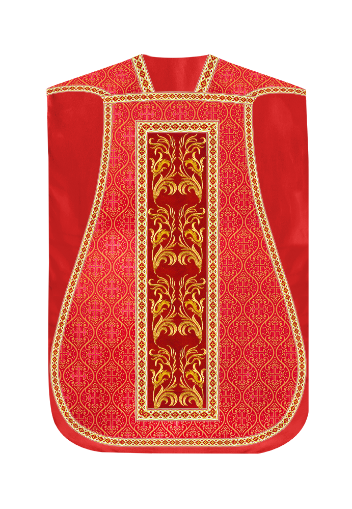 Roman Chasuble Vestment With Woven Braids and Trims