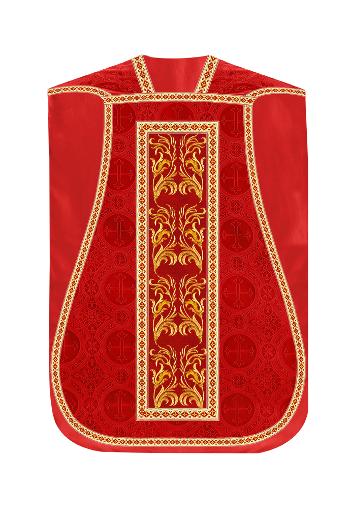 Roman Chasuble Vestment With Woven Braids and Trims