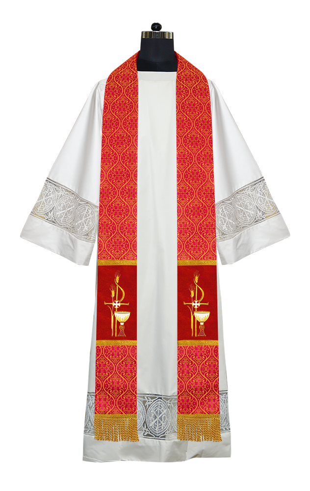 PAX with Chalice Embroidered Priest Stole