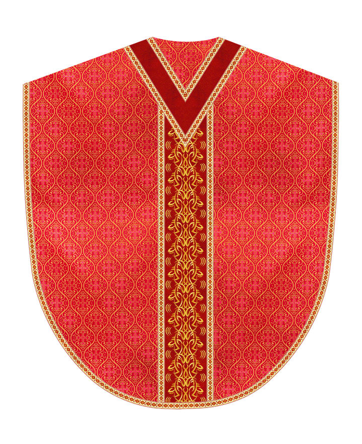 Borromean Chasuble Vestment With Braided Orphrey and Trims