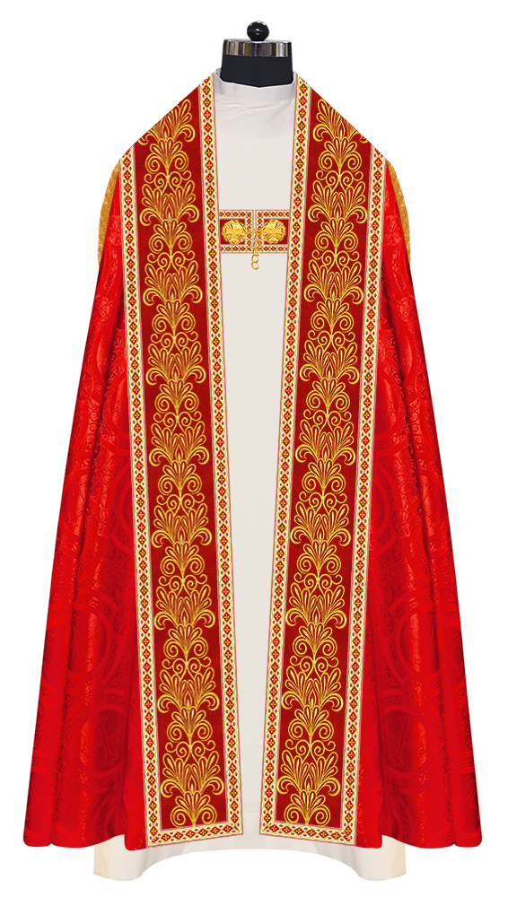 Roman Cope Vestment with Spiritual Motif and Adorned Embroidery