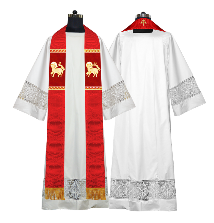 Liturgical Stole with Embroidered Motif and Trims