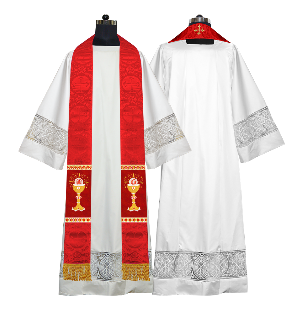 Liturgical Chalice with IHS Embroidered Stole