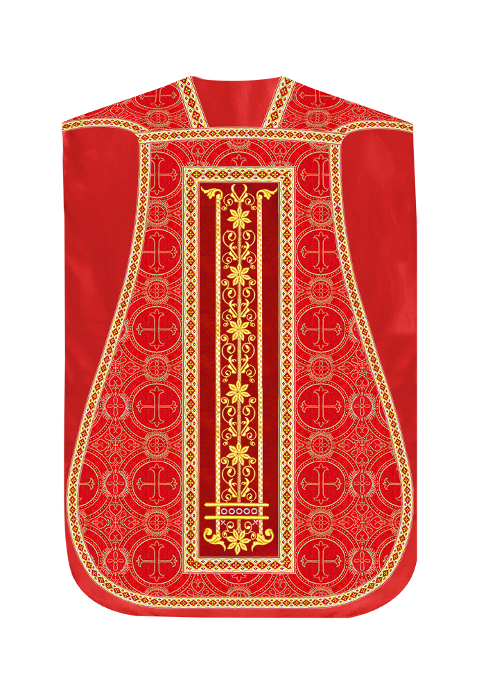 Roman Chasuble Vestment Enhanced With Orphrey and Trims