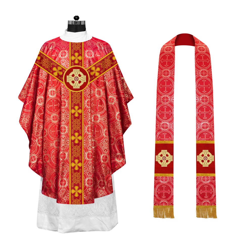 Gothic Chasuble adorned with lace and CEEC Motif