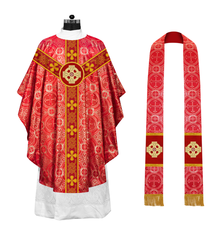 Gothic Chasuble adorned with lace and CEEC Motif