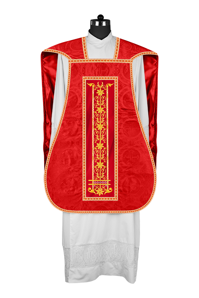 Roman Chasuble Vestment Enhanced With Orphrey and Trims