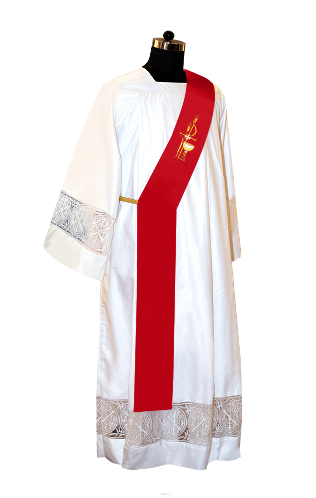 PAX with Chalice Embroidered Deacon Stole
