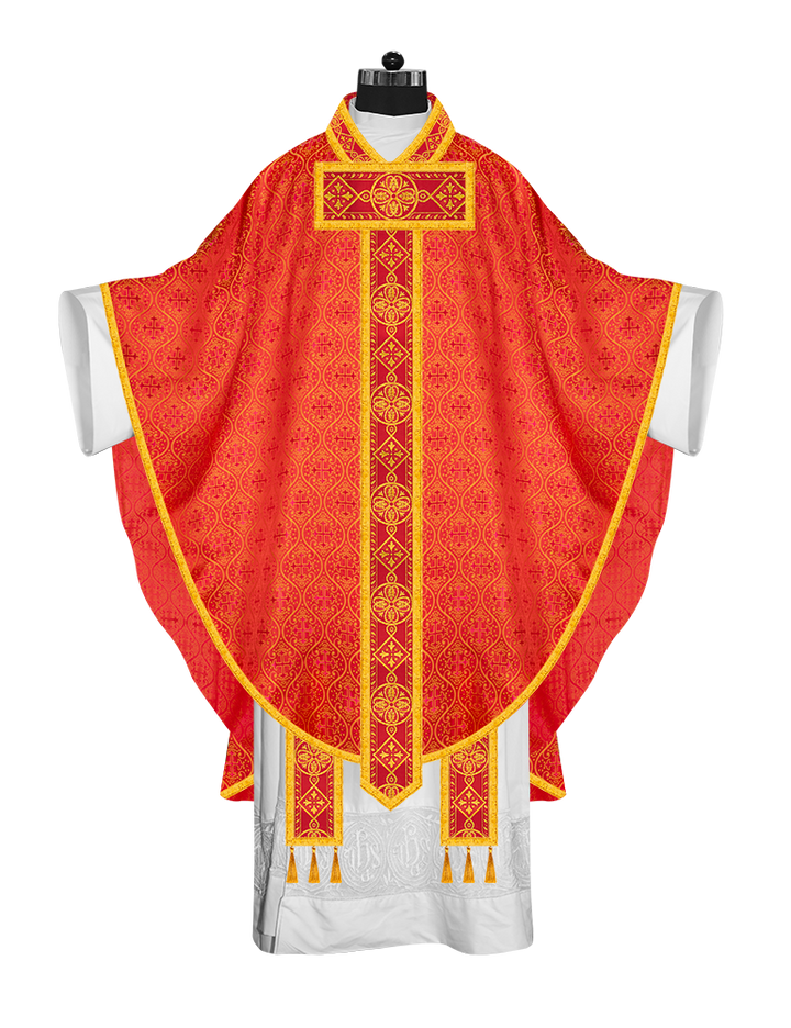 Gothic Chasuble Adorned with Braided Lace Orphrey