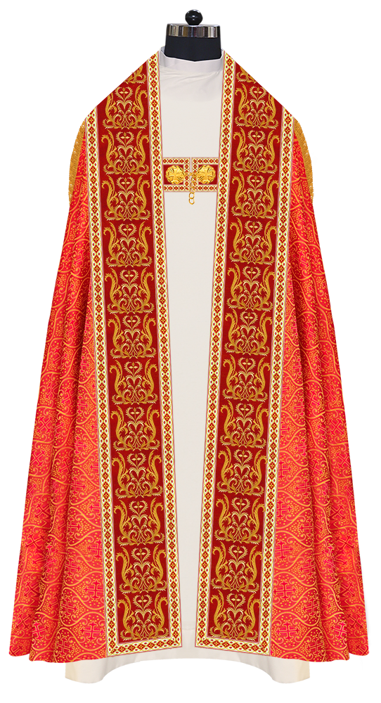 Roman Cope Vestment with Braid Embroidered Orphrey