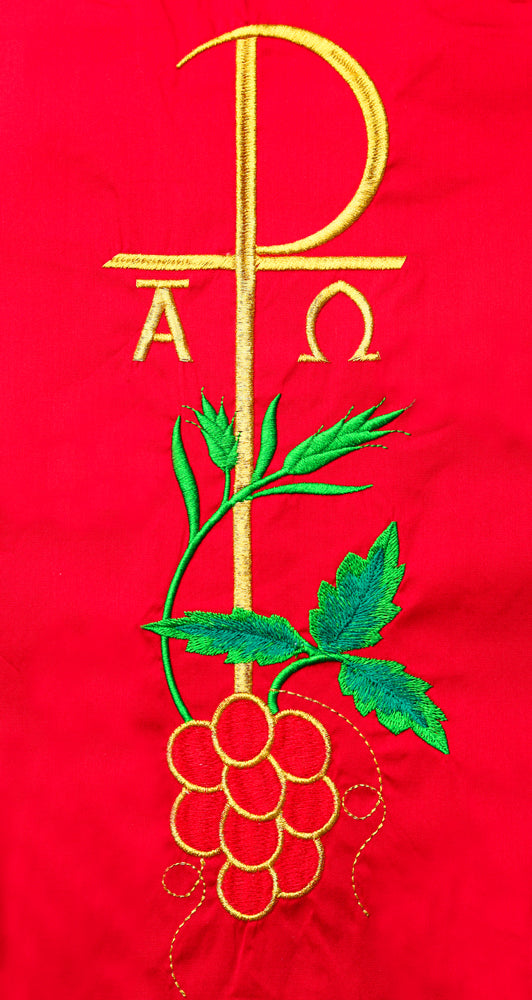 Chi Rho with Grapes Embroidered Priest Stole