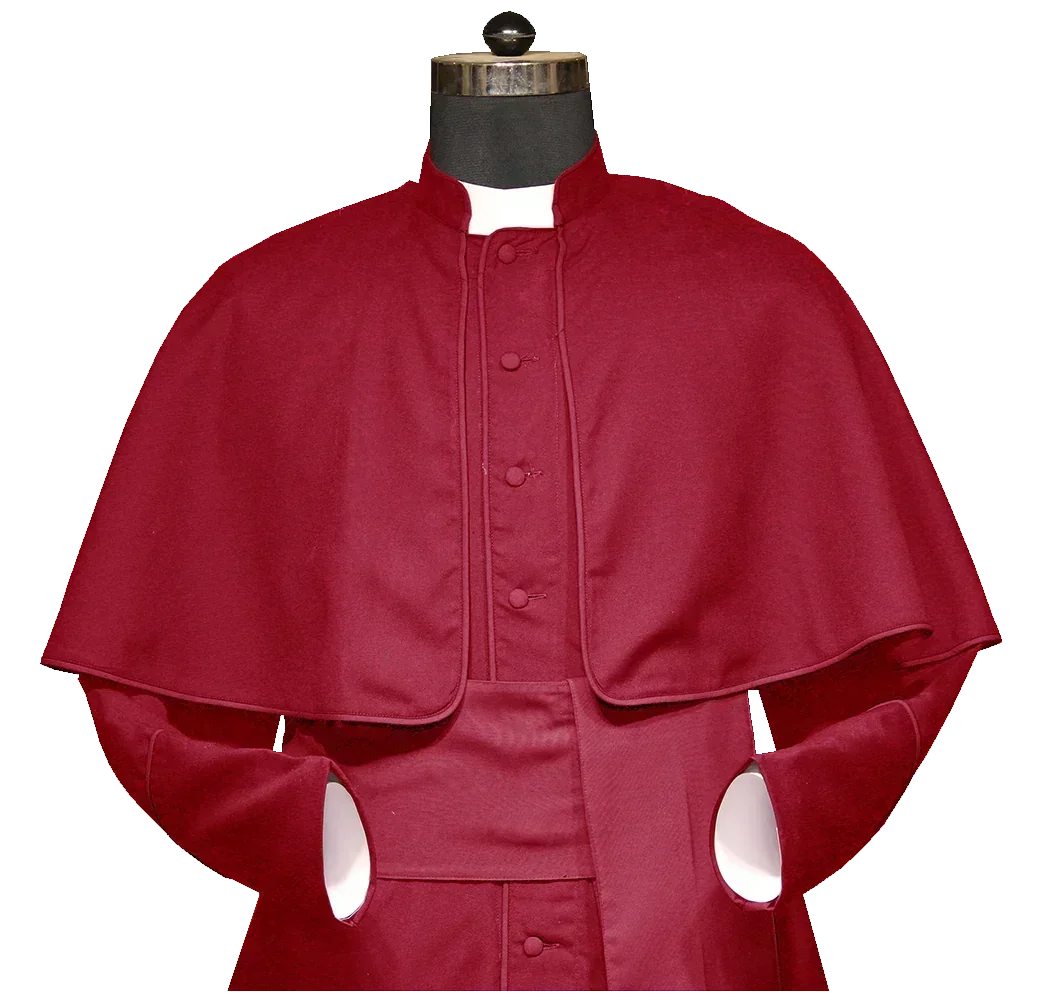 Clearance Sale - Red Single Breasted Roman Cassock with Rabat Collar