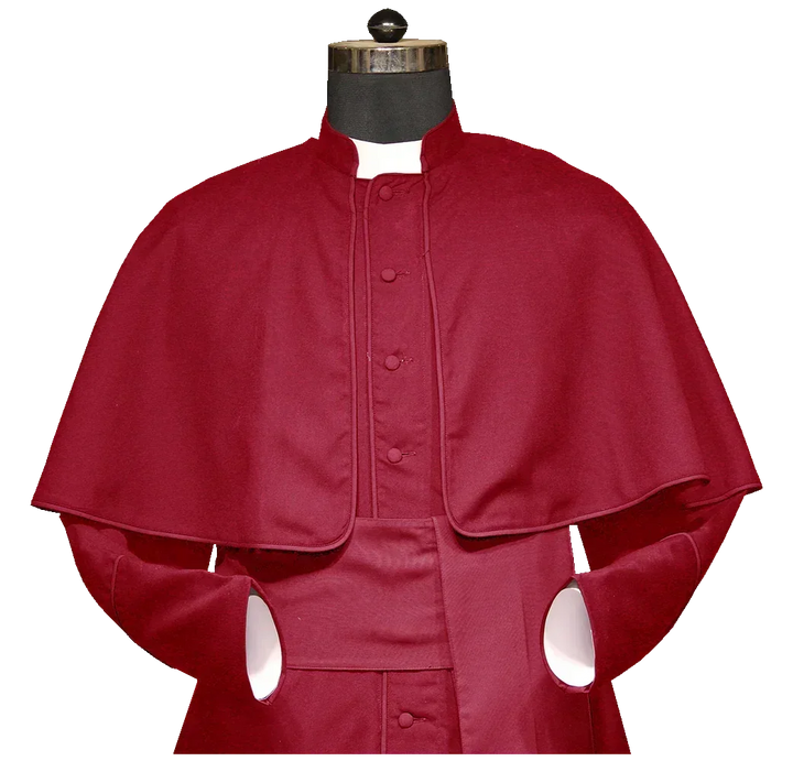 Clearance Sale - Red Single Breasted Roman Cassock with Rabat Collar