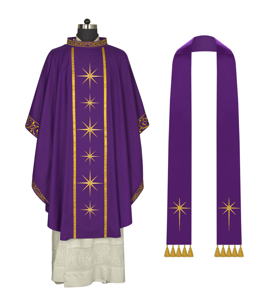 Liturgical Advent Chasuble with Radiant Star Motif