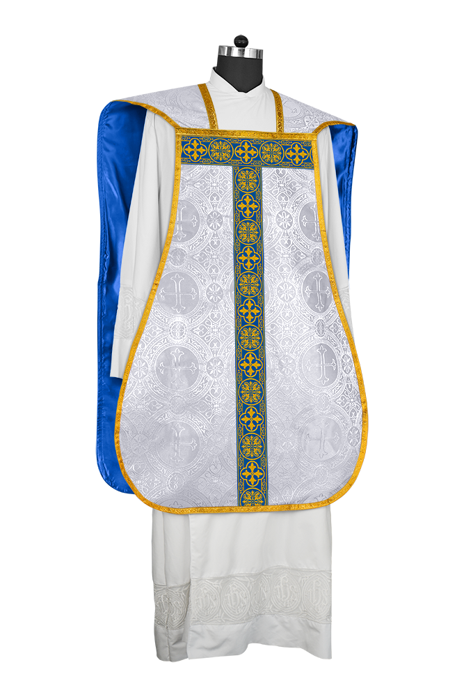 Marian Roman Chasuble with Woven Braided Trims