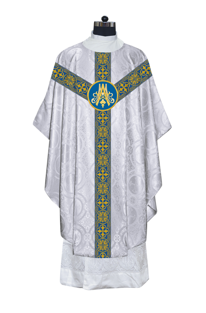 Marian Style Gothic Chasuble with Braided Lace