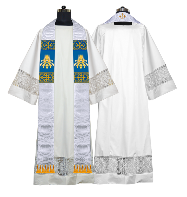 Marian Clergy Stole vestment with Trims