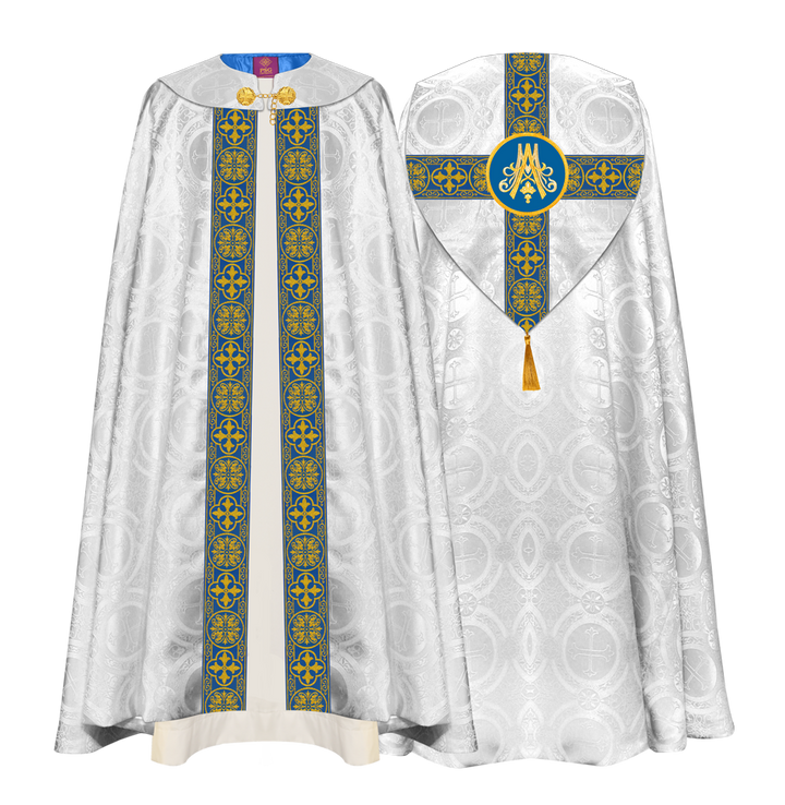 Marian Gothic Cope Vestment with Cross Trims