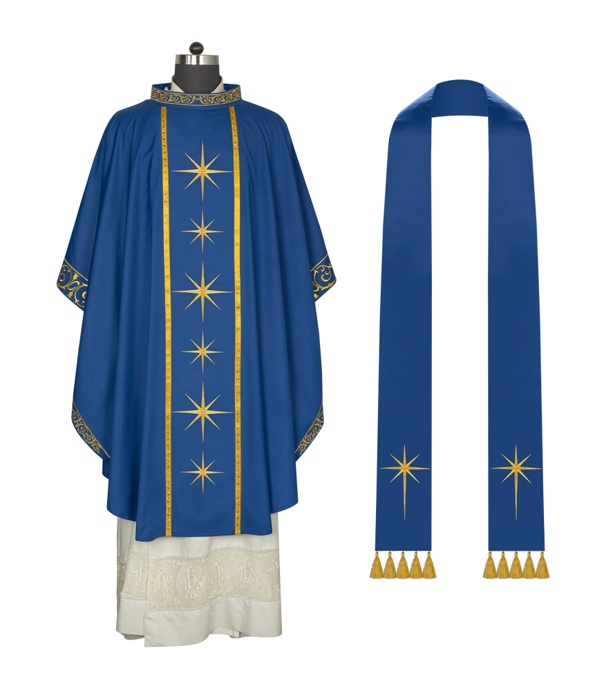 Liturgical Advent Chasuble with Radiant Star Motif