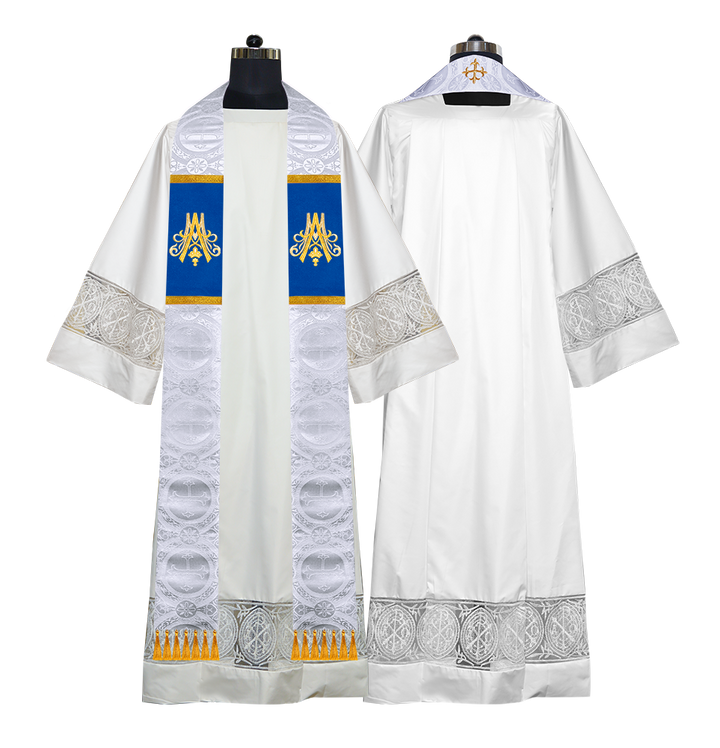 Marian Clergy Stole with Golden Trims