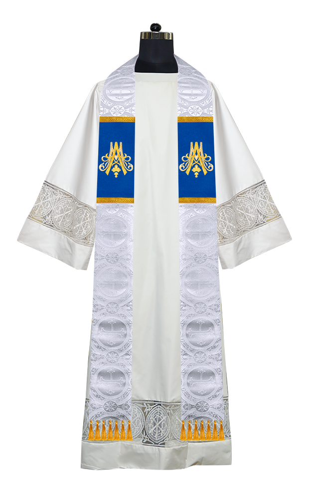 Marian Clergy Stole with Golden Trims