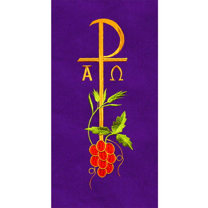 Embroidered Chi Rho with Grapes Clergy Stole