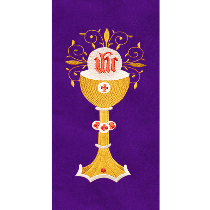 Chalice with IHS Embroidered Clergy Stole