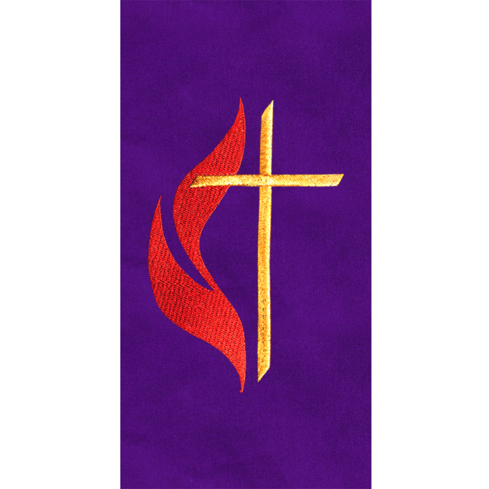 Cross and Flame Embroidered Clergy Stole