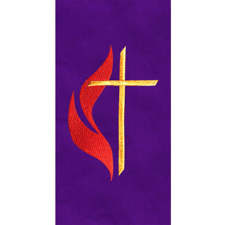 Cross and Flame Embroidered Clergy Stole