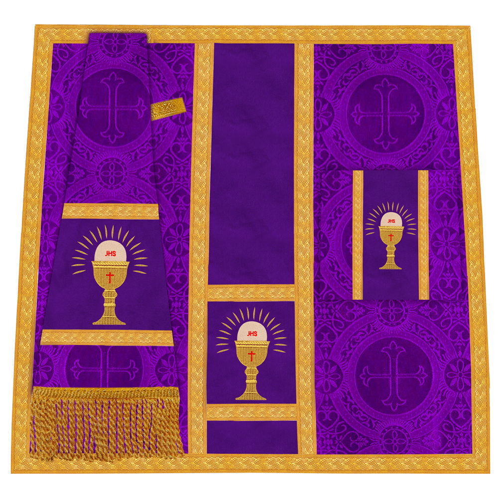 Roman Chasuble Vestment with Spiritual Motif and Ornate Braids