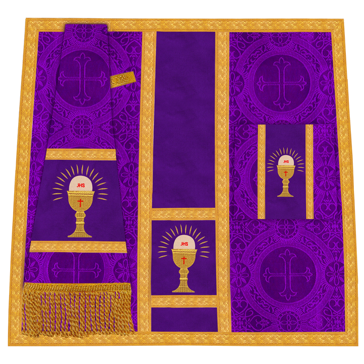 Roman Chasuble Vestment with Spiritual Motif and Ornate Braids