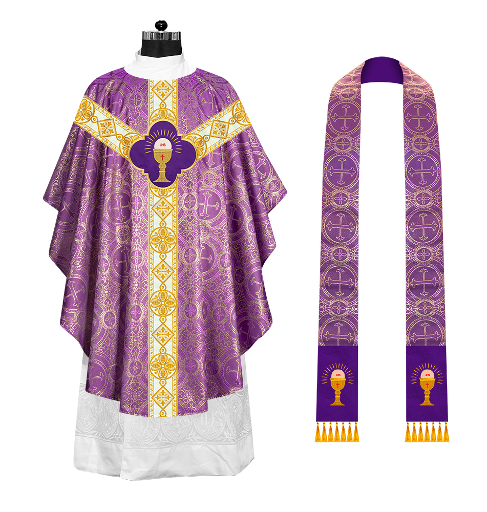 Gothic Chasuble Vestment with Motif and Trims