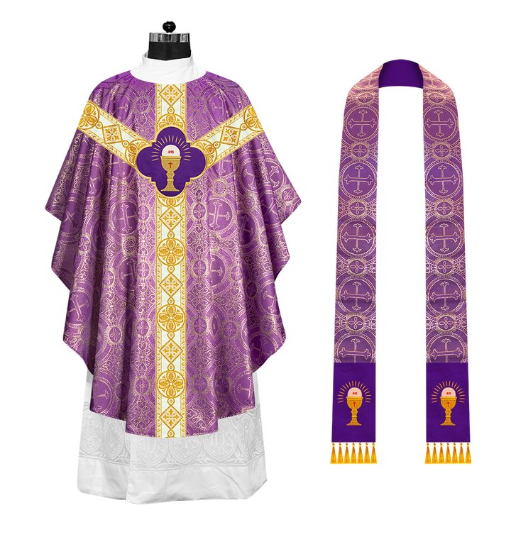 Gothic Chasuble Vestment with Motif and Trims