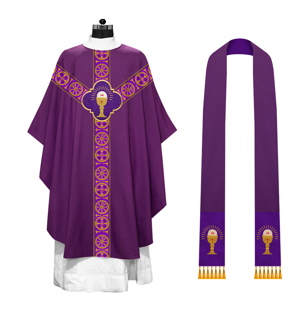 Gothic Chasuble Vestment with Y type braided orphrey