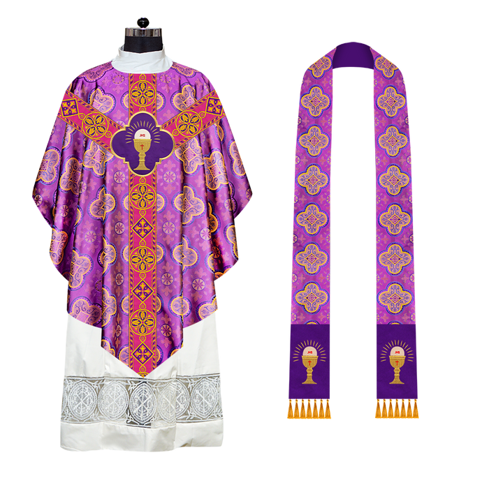 Liturgical Pugin Chasuble with Ornate Orphrey