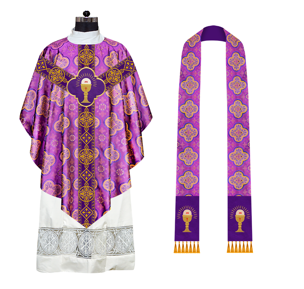 Liturgical Pugin Chasuble with Ornate Orphrey