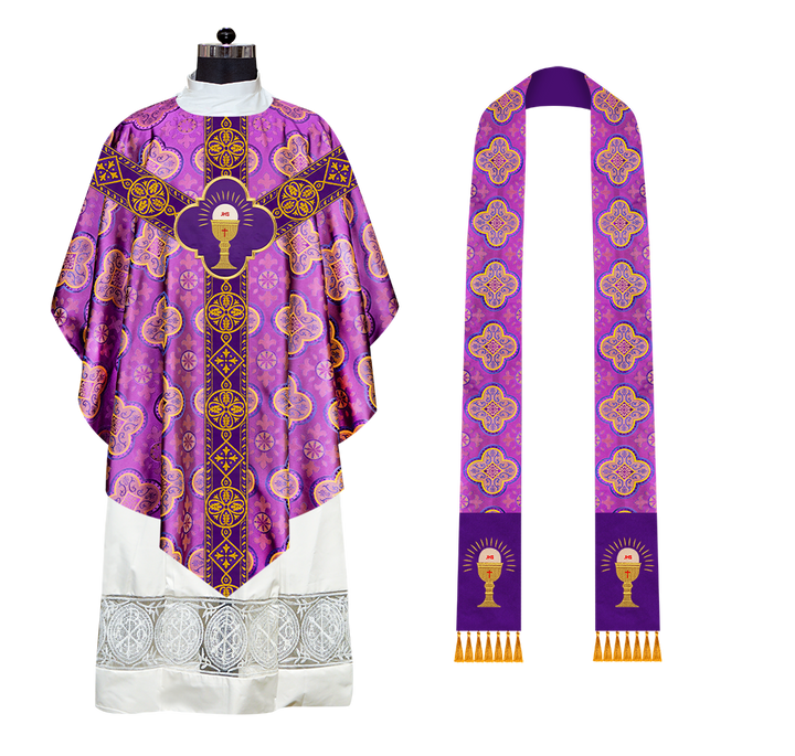 Liturgical Pugin Chasuble with Ornate Orphrey