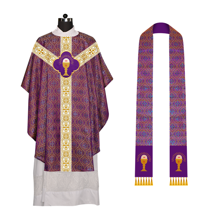 Gothic Chasuble with Embroidered Motif and Orphrey